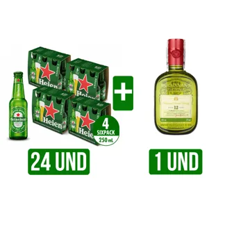24 Und Cerveza Heineken Botella  x250ml  + Whisky Buchanan's Deluxe x375ml