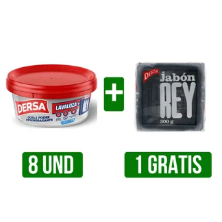 8Un Lavaloza Dersa + Jabón Rey x225gr Gts 1Un Jabón Rey x300gr