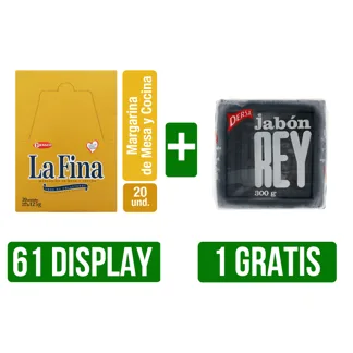 Margarina La Fina x4Dp x20Un x125gr Gts 1Un Jabón Rey x300gr