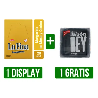 Margarina La Fina x4Dp x20Un x125gr Gts 1Un Jabón Rey x300gr