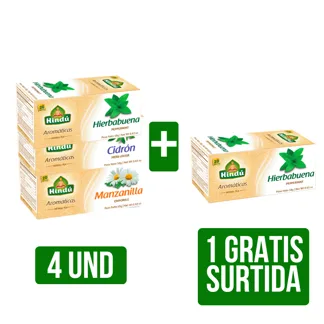 Lleve 4 Und (Manzanilla, Cidron, Hierbabuena) Gts 1 Und (Manzanilla, Cidron, Hierbabuena)
