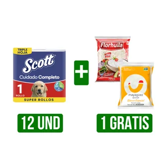 12Un Papel Higi Scott Cuidado Compl Th 30mts Gts 1Un Arroz Florhuila/Azucar Mayagüez Blan 500gr