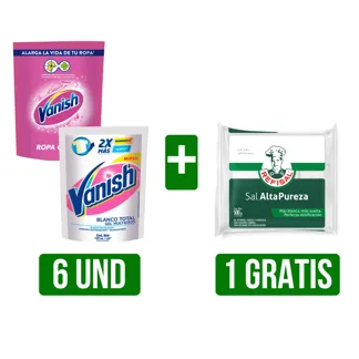 6Un Desmanchador Vanish Liquido (Blanco/Rosa) x130ml Gts Sal Refisal  x500gr