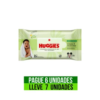 Pague 6 lleve 7 Toallita Húmeda Huggies Limpieza Efectiva x16 Toallas