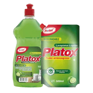 Lavaplatos Líquido Platox Limón Bicarbo x750ml + Platox Líquido DoyPack x500ml