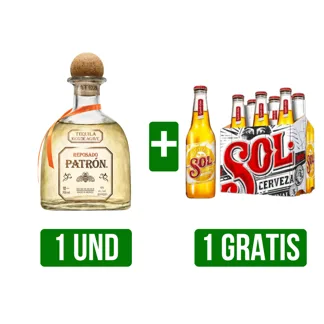 Tequila Patrón Reposado x700ml Gts SixPack Cerveza Sol Botella x250ml