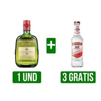 Whisky Buchanan´s D´Luxe x750ml Gts 3Und Vodka Smirnoff Ice Botella x275ml
