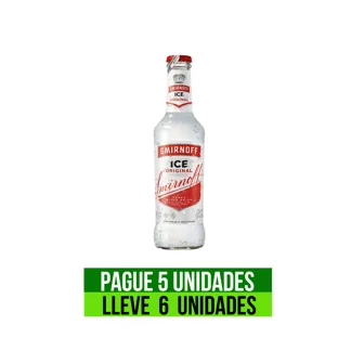 Pague 5 lleve 6 Und Vodka Smirnoff Ice Botella x275ml
