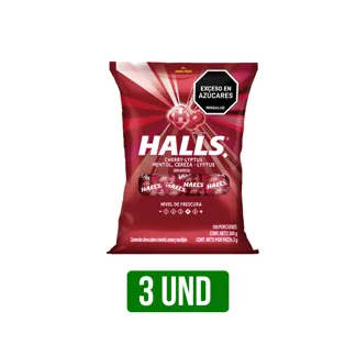 3Un Caramelo Halls Bolsax100 x3gr