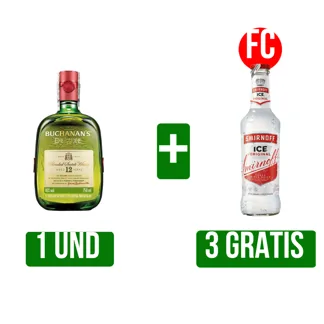Whisky Buchanan´s D´Luxe x750ml Gts 3und Vodka Smirnoff Ice Botella x275ml