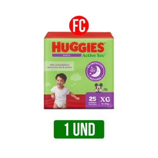 Pañal Huggies Pants Active Sec Talla XG Singlepk x25 Pañales FC
