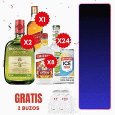 2Und Buchx750ml+8Und TamarindoPx375ml+24Und Smirnoff (250/275)ml+  JohnnieWRedx700ml Gts2Buzos