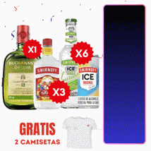 Buch D´Luxe x750ml + 3Und Tamarindo Picante x375ml + 6Und Smirnoff x(250/275)ml Gts 2 Camisetas
