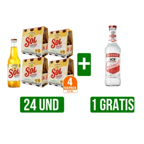 24Und Cerveza Sol Botella x250ml Gts Vodka Smirnoff Ice Botella x275ml