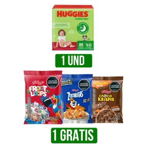 1Un Pañal Huggies Active Sec L/XG Singlepk x25 Gts 1Un Cereal Kellogg Megapake Surtido