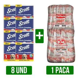 8Un Papel Scott Cuidado Completo Dto 3% + 1Cj de Arroz x25Un Florhuila/Roa Fortix500gr Dto 8%