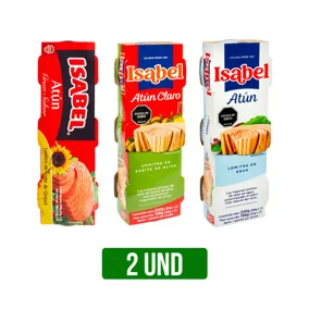 2Un Isabel Pack(Agua/Aceite/A.Oliva) x80gr