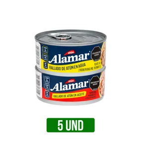 5Un Atun Rallado Alamar Aceite o Agua x150gr