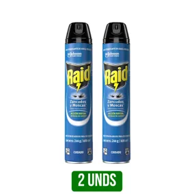 Insecticida Raid Aerosol Elimina Voladores 12Un x400ml x 2 Und
