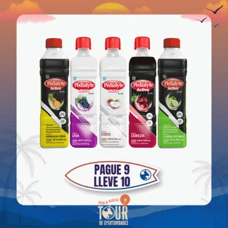 9Und Pedialyte Surti Gts 1Und Ped (Uva/Manz/Fres/Coc/NaraPiñ/LimPep) Zinc 60/45/30 Meq 500ml RN