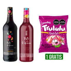 Cóctel De Vino Tinto De Verano X750ml Gtis Goma Trululu Fresitas X70gr