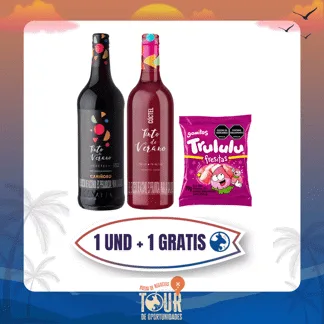Cóctel De Vino Tinto De Verano X750ml Gtis Goma Trululu Fresitas X70gr
