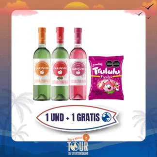Vino Marca Cariñoso 6% X750ml Gtis Goma Trululu Fresitas X70gr
