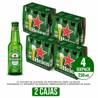 2 Caja Cerveza Heineken Botella x250ml