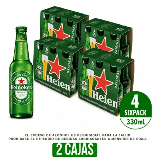 2 Caja Cerveza Heineken botella x330ml