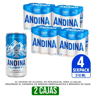 2 Caja Cerveza Andina Light Lata  x310ml