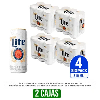 2 Caja Cerveza Miller Lite Lata x310ml
