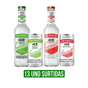 13 Und Vodka Smirnoff Ice Original/Green Apple Lata x250ml/Botella x275ml