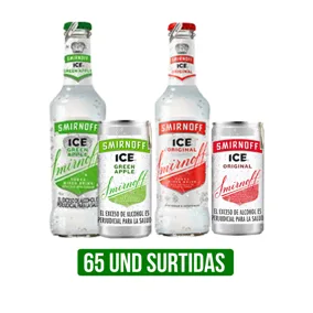 65 Und Vodka Smirnoff Ice Original/Green Apple Lata x250ml/Botella x275ml