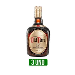 3 Und Whisky Old Parr 12años  x1000ml